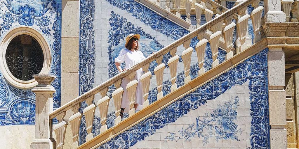 Blue and white tiles, Palacio do Estoi, Algarve, Portugal