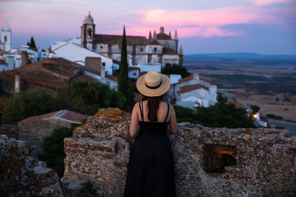 Daniela Sunde-Brown watching the sunset at Monsaraz, Alentejo, Portugal