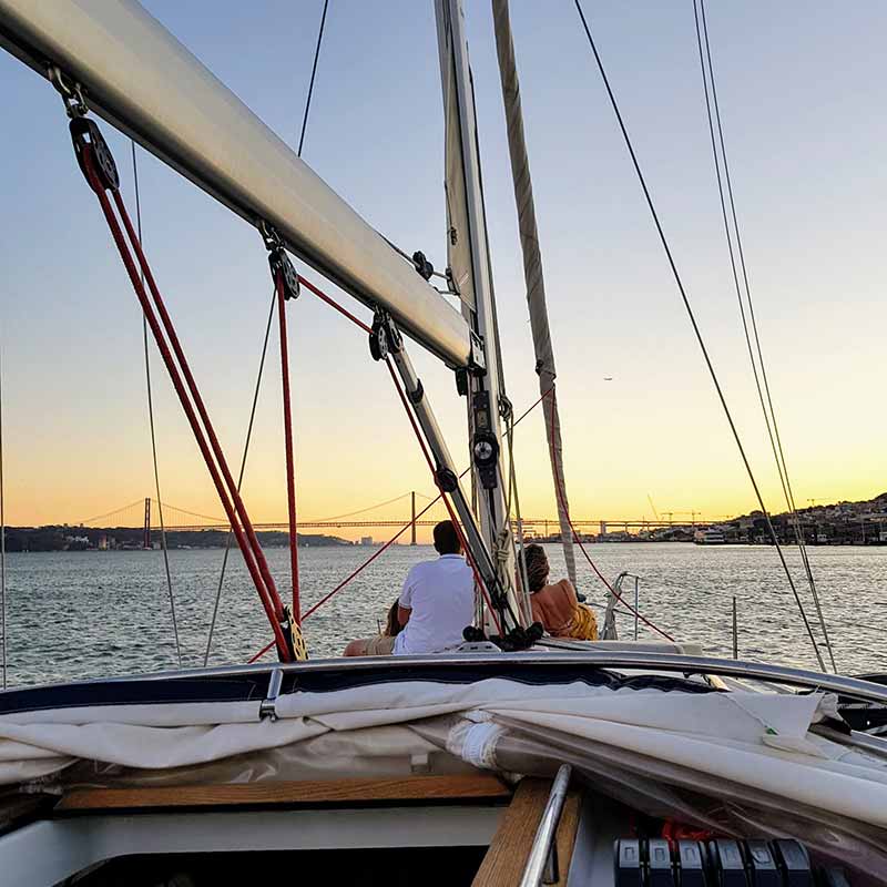 Sunset boat cruise in Lisbon Portugal