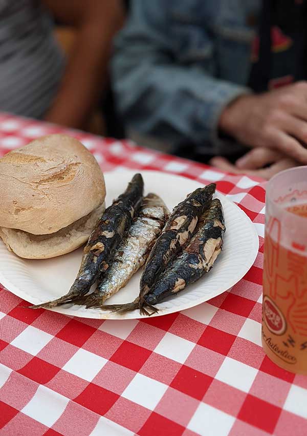 sardines and bread at lisbon santos populares