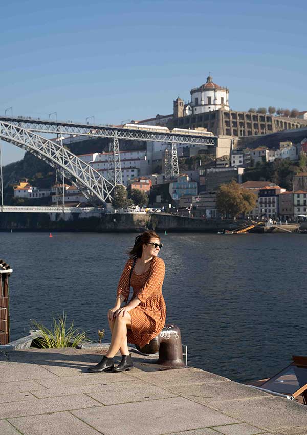 Daniela at the river in Porto