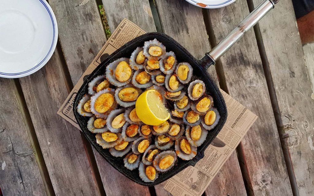 Grilled limpets or lapas