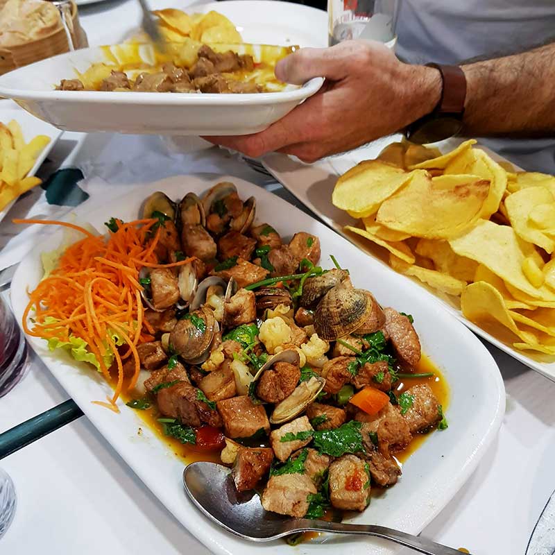 Carne de porco alentejana (pork with clams) at Zapata, Lisbon