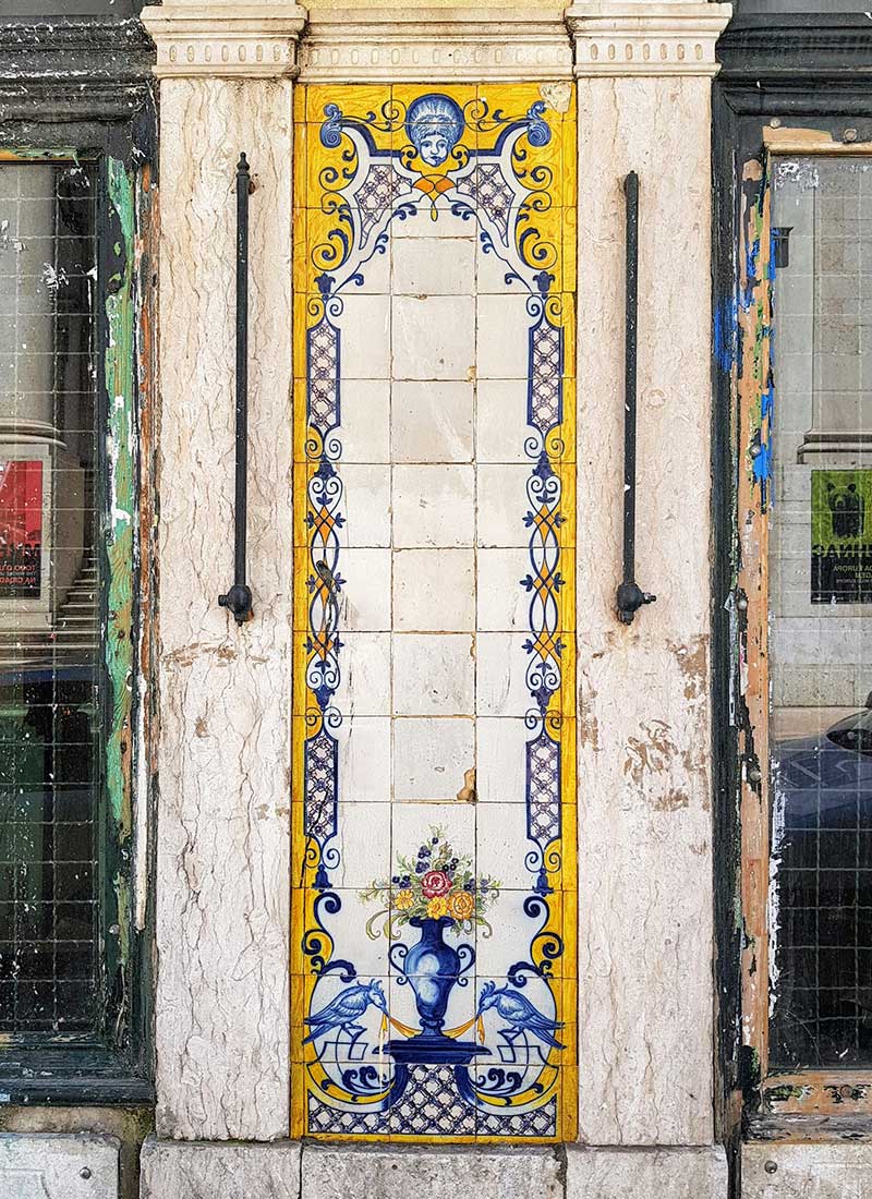 Yellow and blue tiles in Portugal