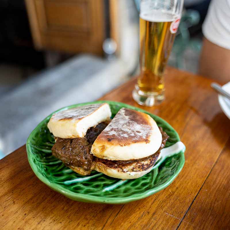 Pork sandwich at O Velho Eurico, Lisbon Portugal