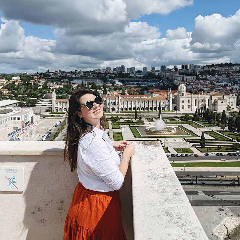 Daniela on the roof terrace of the Monument to the Discoveries