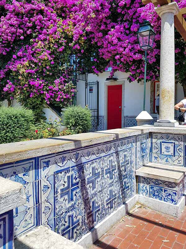 Miradouro de Santa Luzia in Lisbon tiles azulejos blue