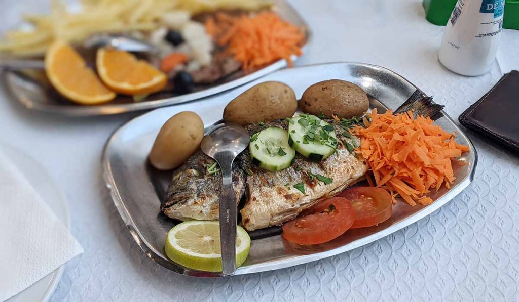 Dourada or sea bream is easily available on Portuguese menus