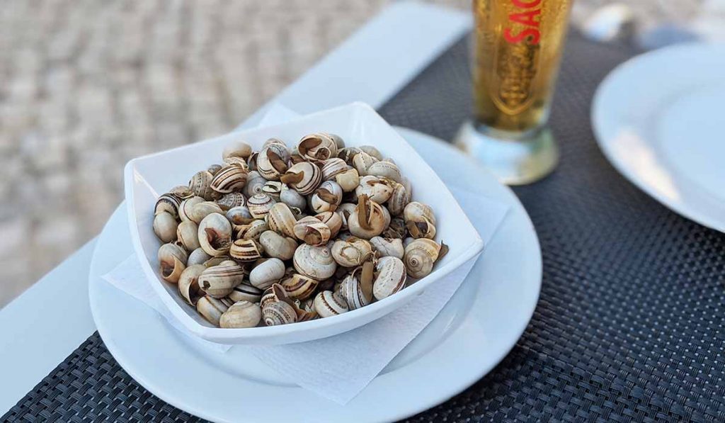 Snails are a favourite summer snack in Portugal after the beach