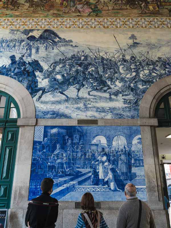 São Bento Railway Station in Porto is covered in beautiful antique azulejos and tiles