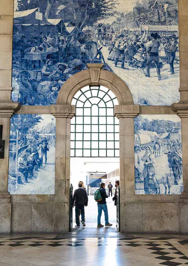 São Bento Railway Station in Porto is covered in beautiful antique azulejos and tiles