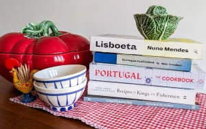 Stack of Cookbooks about Portuguese food