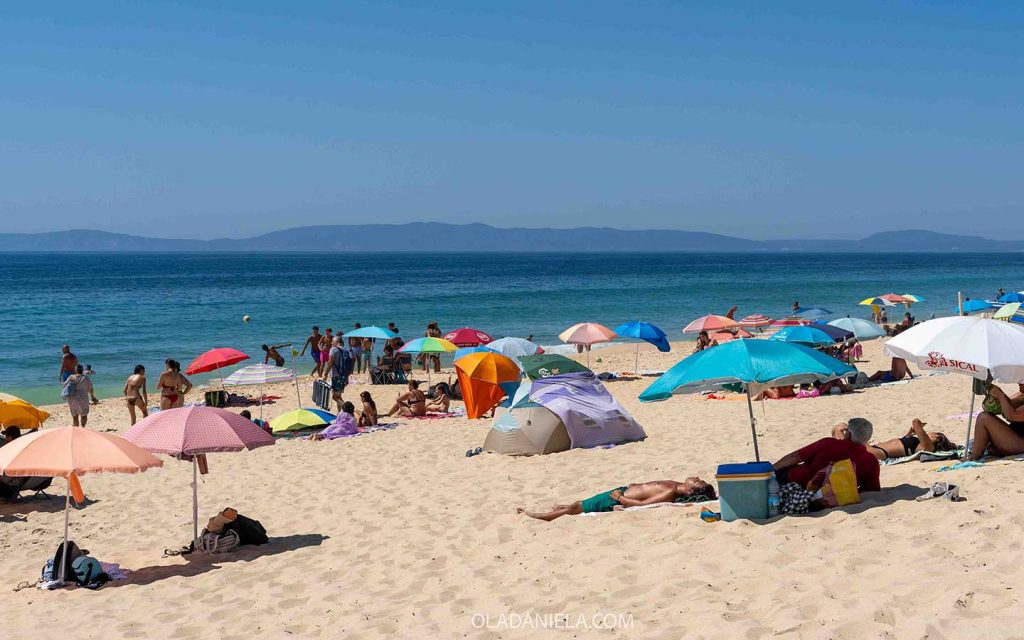 Colourful umbrellas on Comporta Beach