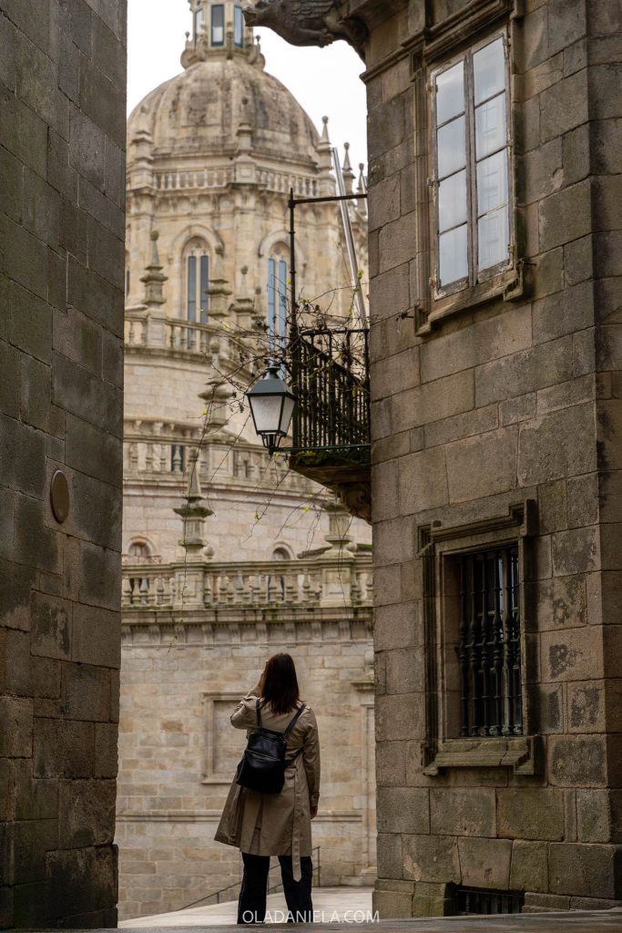 Daniela wandering the streets of Santiago de Compostela, Galicia