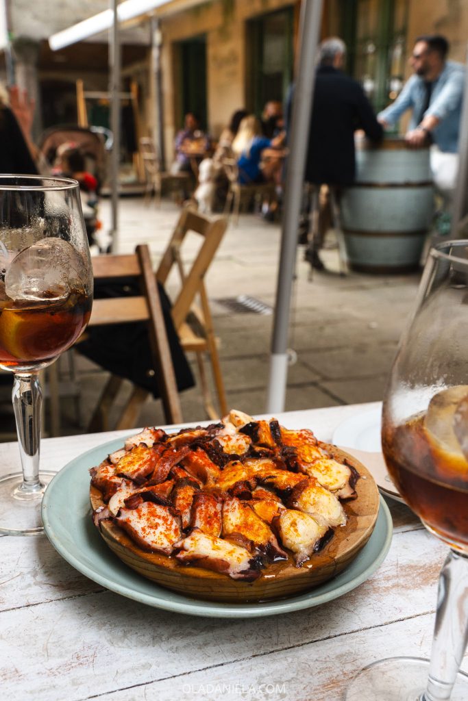 Galician Octopus or polvo a feira in Pontevedra at Bar Estrella